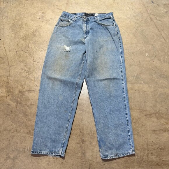 VINTAGE Levis Jeans Mens 36x34 Blue SilverTab Baggy Wide Leg Skater USA 90s Y2K - Picture 1 of 10
